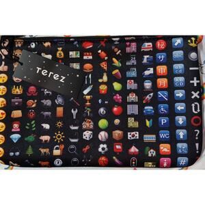 Terez Brand NY Zipper Cosmetic Bag NWT Neoprene Covered w Emojis 10 1/2" x 7"